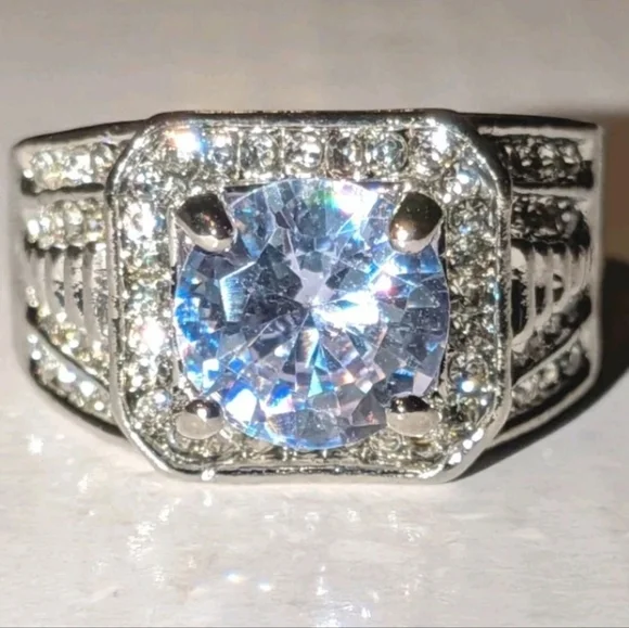 Classic Men's Dazzling 3CT Round Cut Lab Created DiamondEngagement Ring